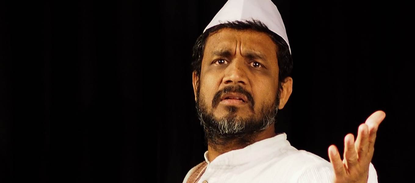 Sujit Saraf, 46, on stage in Vande Mataram, a play about greed, gunpowder and Gandhism. This production was in 2014. 